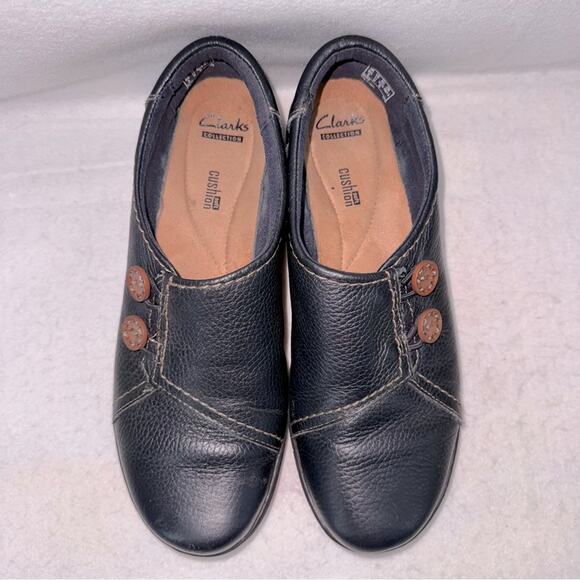 Women’s Clarks Slip-on Leather Loafers Navy Blue size 11 - Picture 1 of 9